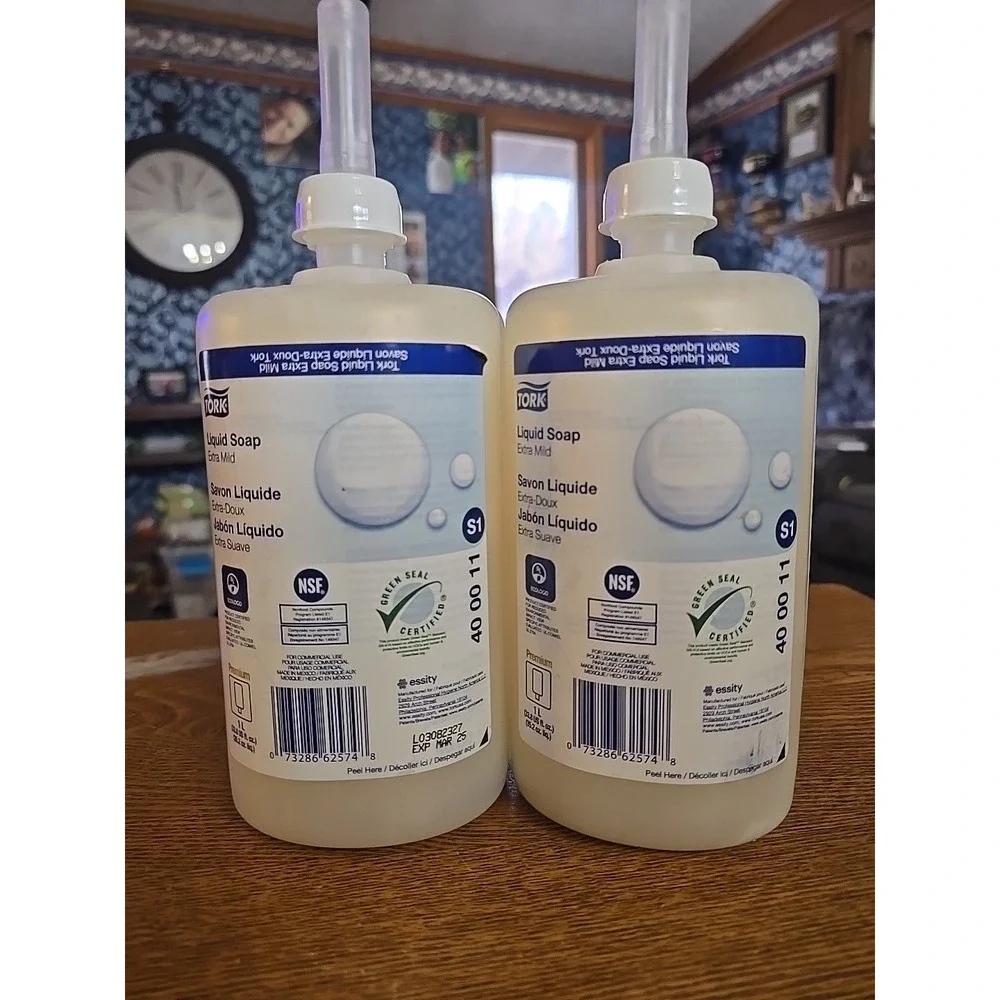 Tork Premium Extra Mild Liquid Soap-Unscented-1 Liter Bottle-TRK400011 Lot Of‎ 2